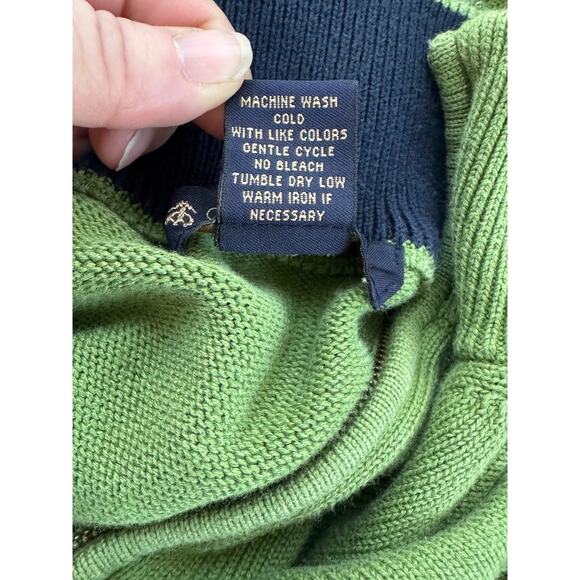 Vtg Brooks Brothers Sweater Mens Small Green 3/4 Zip Pima Cotton Preppy Academia - Picture 8 of 9